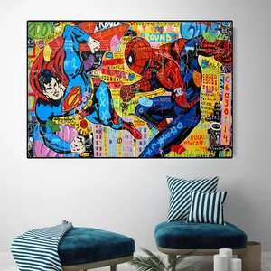 Graffiti Street Art Anime Pop Art Superheld und Spiderman Poster und Bilder druckt Leinwand Malerei für Kinderzimmer Home Decor