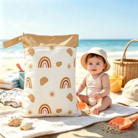 Pochette Écologique Imperméable en Polyester pour Bébé, Séparation Humide/Sèche, Imprimé Coucher de Soleil Personnalisé, Sac à Fermeture Éclair pour Enfants, Natation, Gym, Voyage