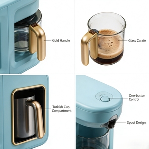 Machine à café turque automatique 600W, réservoir d'eau 900ml, 6 tasses, machine à boissons multi-températures avec fonction mousse de lait chaude et froide - Product Image 4