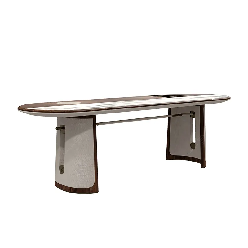 Mm semplice tavolo in legno massello moderna conferenza negoziazione rettangolare tavolo rotondo in marmo