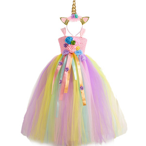 Abbigliamento per Bambini Nuova <span class=keywords><strong>Gonna</strong></span> in <span class=keywords><strong>Tulle</strong></span> con Fiori Arcobaleno per Bambine Vestito Lungo Principessa in <span class=keywords><strong>Tulle</strong></span> a Rete per Bambini - Product Image 6