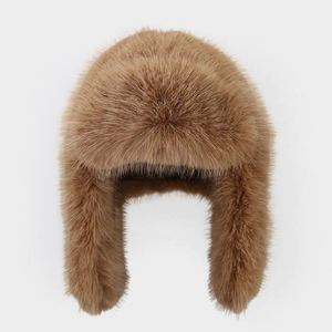 New <b>Winter</b> Lei Feng Ski <b>Hat</b> Plush Warm Ear Cap Soft Waxy Mink Wool Thickened Travel Digital Printing Custom Color Logo Unisex - Product Image 2