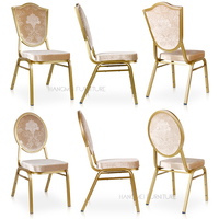 Chaise de banquet empilable en aluminium doré pour restaurant et salle de réception, mobilier commercial marocain