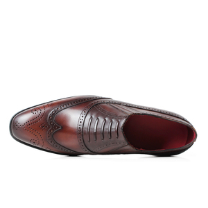 Chaussures de bureau et de mariage pour hommes en cuir pleine fleur de qualité supérieure, patinées à la main, style brogue, élastiques et à enfiler - Product Image 4