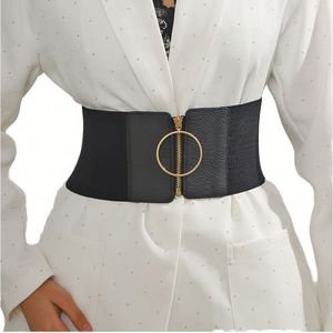 Ceinture large élastique en polyester imprimée par transfert thermique style hip-hop Mairun USA avec grande boucle métallique et fermeture éclair, type corset - Product Image 1