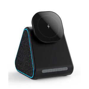 15W Fast Magnetic Wireless Charging Station Integrated Music <strong>Speaker</strong> and <strong>PC</strong> Material Desk Multi-Function with Holder - Product Image 1