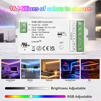 Contrôleur de lumière LED RGB intelligent C03RF 2,4 GHz RF sans fil compatible avec Alexa et Google Assistant pour éclairage de bande LED RGB