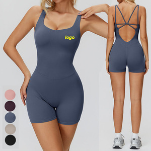 Al por mayor Mono corto de yoga para mujer con <span class=keywords><strong>tirantes</strong></span> y diseño calado, con soporte, para <span class=keywords><strong>running</strong></span>, gimnasio y fitness - Product Image 1