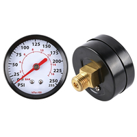 High Precision 0-250 PSI Back Mount Pressure Gauge Triple Scale Dial Red Pointer Brass NPT Connection for Air Gas