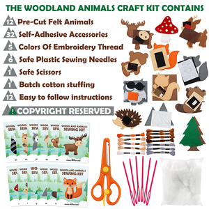 Beginners Educational Sewing Set Art Craft Kits <strong>Animals</strong> Craft Kit Forest Creatures DIY Sewing <strong>Felt</strong> Plush <strong>Animals</strong> for Kids - Product Image 2