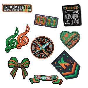 Hot Selling Custom Die Cut Logo Design Hook and Loop Backing Embroidery Patches for Hoodies