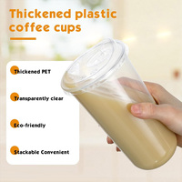 Lot de 1000 gobelets en plastique PET transparents jetables de 20 oz (600 ml) à fond rond, en forme de U, pour café glacé, avec couvercles à bec verseur