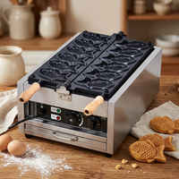 Machine à gaufres japonaises Taiyaki en forme de poisson, 6 cavités, 3000W, en acier inoxydable, pour usage commercial