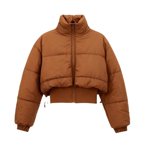 Women's Chic Vintage Long-Sleeved Coat Stand Collar Zipper Closure Retro Padded Stitching for Fall/Winter 2025 Casual Fashion