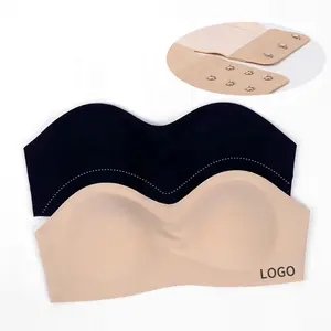 High quality shockproof padded strapless ice silk seamless bra push up fixed non-slip rubber ladies boob tube tops bra for women