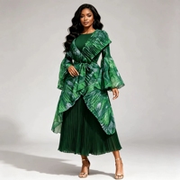 Vestidos de Mujer Otoño 2026, Elegantes Vestidos Maxi Africanos con Estampado Floral, Vestido de Fiesta Modesto con Volantes, Talla Grande, Estilo Miyake Plisado