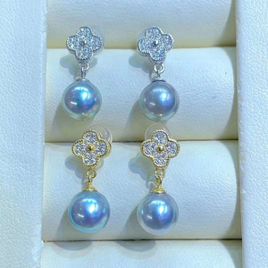 SGARIT gros bijoux perle boucles d'oreilles pendantes 7-8mm 925 argent Sterling japon <span class=keywords><strong>Akoya</strong></span> naturel mer eau perle boucles d'oreilles goutte - Product Image 2