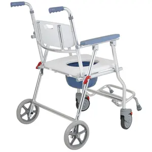 Kursi Mandi Commode Lipat Multifungsi dengan Roda untuk Dewasa Orang Tua Kursi Roda