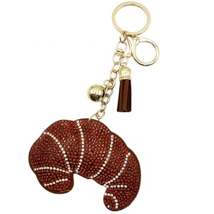 Crystal Rhinestone Diamond studded Croissant Keychain Creative Bag Pendant Keychain <b>Key</b> <b>Ring</b> - Product Image 5