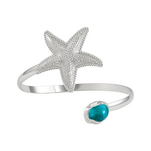 Beach Vacation Rhinestone Pearl Starfish Flower Metal Arm Cuff Statement Open Bangle Curtain <b>Tieback</b> Pearl Women Jewelry - Product Image 2