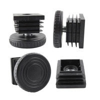 Ensemble de pieds de nivellement carrés avec inserts de tube fileté 40 mm x 40 mm, kit de capuchons réglables, pieds de chaise, pieds de table, pieds de meubles, couvre-pieds en plastique noir