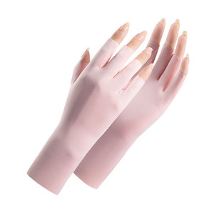 Ice Silk Sunscreen Gloves Summer Women's <b>Half</b>-finger Anti-UV Cool-feeling Breathable Thin Tea-picking Nail Anti-black Gloves - Product Image 4