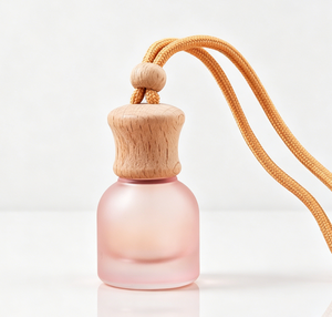 Botol Aromaterapi Kaca Gantung Mobil 11ml Desain Baru Warna Frosted dengan Tutup Kayu untuk Minyak Esensial Parfum - Product Image 6