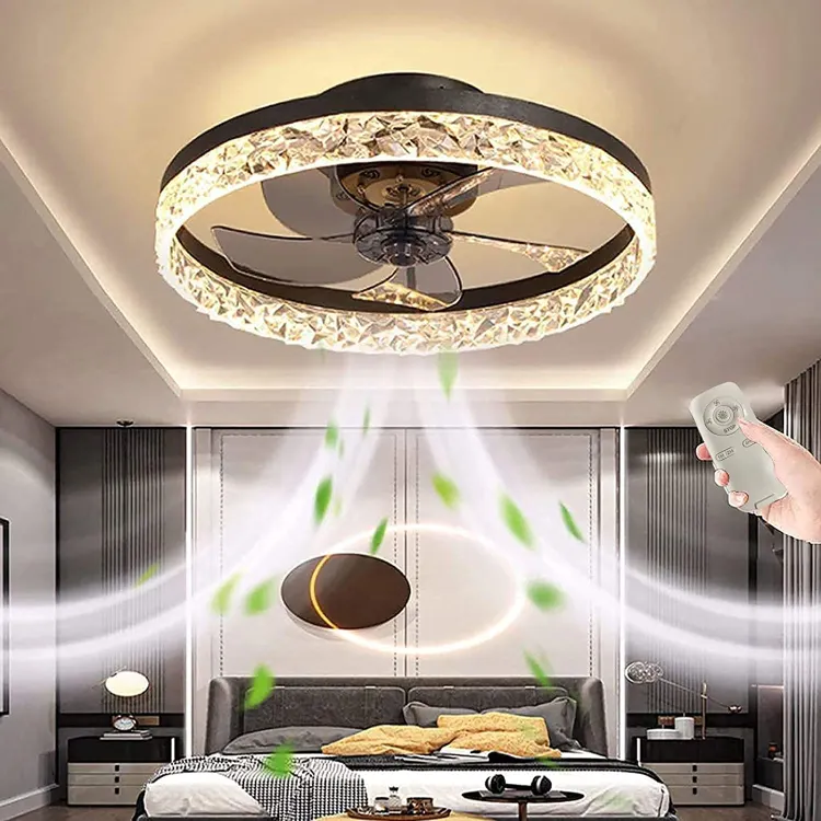 Office Ceiling Fan Light Smart Bladeless Fans Chandelier Speed Timing Profile Fan for Bedroom Living Room Kitchen