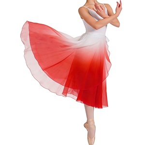 Jupe de danse en tulle dégradé pour femme adulte, jupe de pratique corporelle, mi-longue, à nouer à la taille, jupe une pièce - Product Image 5