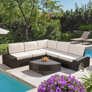 Vente en gros d'ensemble de canapés de <span class=keywords><strong>jardin</strong></span> en rotin et rotin personnalisés, café d'extérieur, meubles de restaurant, chaises comprises - Product Image 2