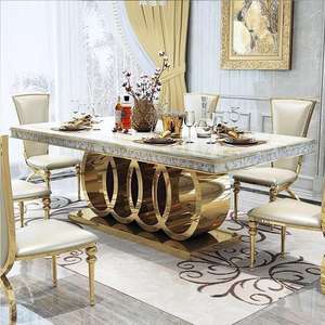 <span class=keywords><strong>Tavolo</strong></span> da Pranzo di Lusso <span class=keywords><strong>per</strong></span> 6, 8 o 10 Posti, <span class=keywords><strong>Tavolo</strong></span> Rettangolare in Marmo Prodotto in Cina <span class=keywords><strong>per</strong></span> Sale da Pranzo - Product Image 2