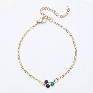 Pulsera minimalista de frutas PVD, cadena fina de acero inoxidable chapada en oro de 18 quilates, bonita pulsera de cereza, tobillera para niñas - Product Image 6