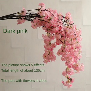 Decorazione Moderna Sospesa con Fiori di Ciliegio e Pesco in Seta per Matrimoni, Natale, Feste Nuziali, Decorazione da Soffitto, 4 Rami Lunghi - Product Image 4