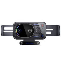 Chargeur de voiture sans fil électrique anti-vibration à rotation 90° 15W avec lumière d'ambiance colorée pour téléphone et iPad
