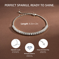 Bracciali Tennis in Moissanite Colore D VVS1 GRA 2.4 Carati, Gioiello Regalo per Matrimonio e Compleanno, Bracciale Regolabile Placcato Oro 14K per Donne