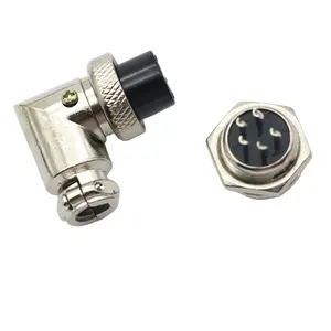 Metal Right Angle Aviation plug and socket GX16 5pin L-type connector male and female docking opening 16mm aviation joint