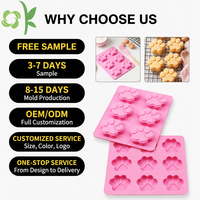 Moule en silicone OKSILICONE à 6 cavités en forme de patte pour la décoration de gâteaux, moule antiadhésif pour chocolat et bonbons, outils à glace réutilisables