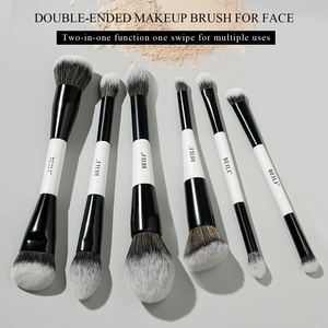 Nouvel ensemble de pinceaux de maquillage double-embout personnalisés, synthétiques et véganes, pour contour, poudre, anticernes et blush - Product Image 3