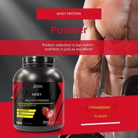 Bubuk Protein Whey Stroberi 1KG 40 Sajian, Bubuk Nutrisi Sumber Whey Terkonsentrasi untuk Mendukung Asupan Protein Harian Otot