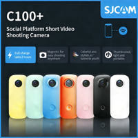 Caméra d'action SJCAM C100+ anti-tremblement 4K, enregistreur de conduite de moto, caméra panoramique 360° pour les sports