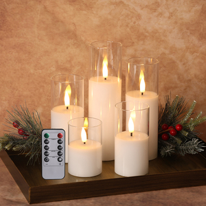Mermei's Set mit 5 weißen Glas-LED-Kerzen für die Heimdekoration - Product Image 3