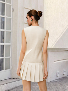 Ensemble jupe plissée et gilet sans manches polyvalent et tendance pour femme – Nouvelle collection été 2026 – Vente en gros pour boutiques - Product Image 2