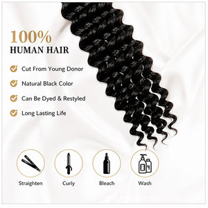 Cabello Remy Ondulado para Crochet, Doble Trama, 140g, 12/28 Pulgadas, Pelucas Rizadas al por Mayor, Cabello Rizado para Crochet con <span class=keywords><strong>Trenzas</strong></span> <span class=keywords><strong>de</strong></span> Pluma - Product Image 3