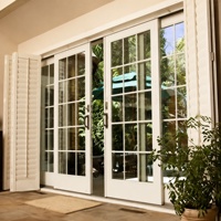 Portes coulissantes en verre pour patio, 4 panneaux, aluminium, double vitrage, rupture de pont thermique, design grille, pour villa, jardin, projet de maison résidentielle