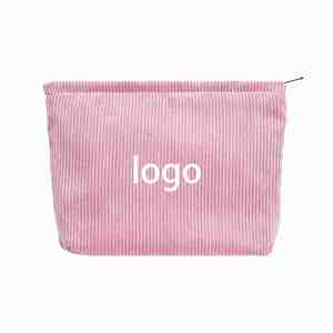 Bolsa de Cosméticos Rosa de Pana Plana Multiusos para Almacenamiento de Artículos de Joyería, Deportivos, de Viaje, de Estudio y de Trabajo, al por Mayor - Product Image 1