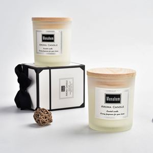 Oshine Wooden-lid Matte Cup-shaped Semi-handmade Scented Candle Holder British Pear Freesia Scent Soy Wax <b>Smoke</b>-free Indoor Gift - Product Image 4
