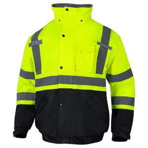 Veste de travail d'hiver isolée Oxford Uniformes de protection réfléchissants confortables à haute visibilité avec capuche cachée Vêtements de travail de sécurité - Product Image 1