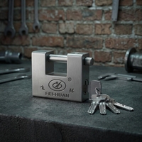 FEIHUAN Cadenas en acier robuste de haute sécurité en forme de D avec clé pour portes de garage, conteneurs, abris de jardin, entrepôts