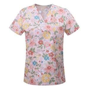 Uniformes Médicos con Estampado Floral y <span class=keywords><strong>Animal</strong></span>, Diseño Nuevo 2024, Blusa de Enfermería, Ropa de Trabajo para Clínica Dental, Conjuntos de Uniformes Médicos - Product Image 3