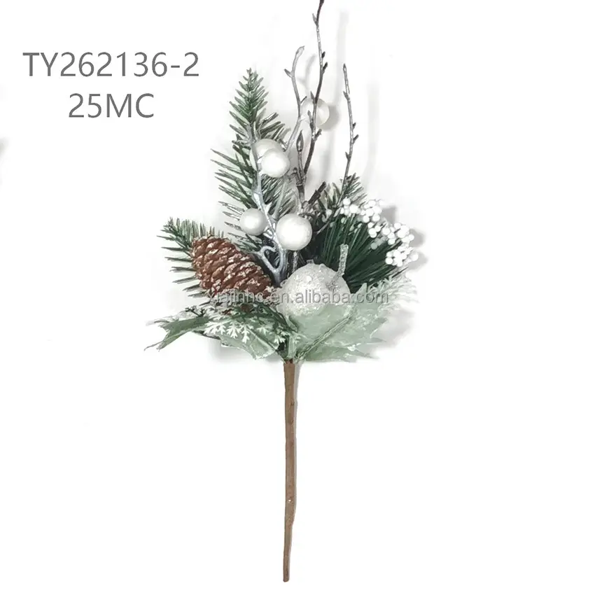 Handmade Christmas Flowers Christmas Decoration Flowers Pine Needle Picking With Green Leaves